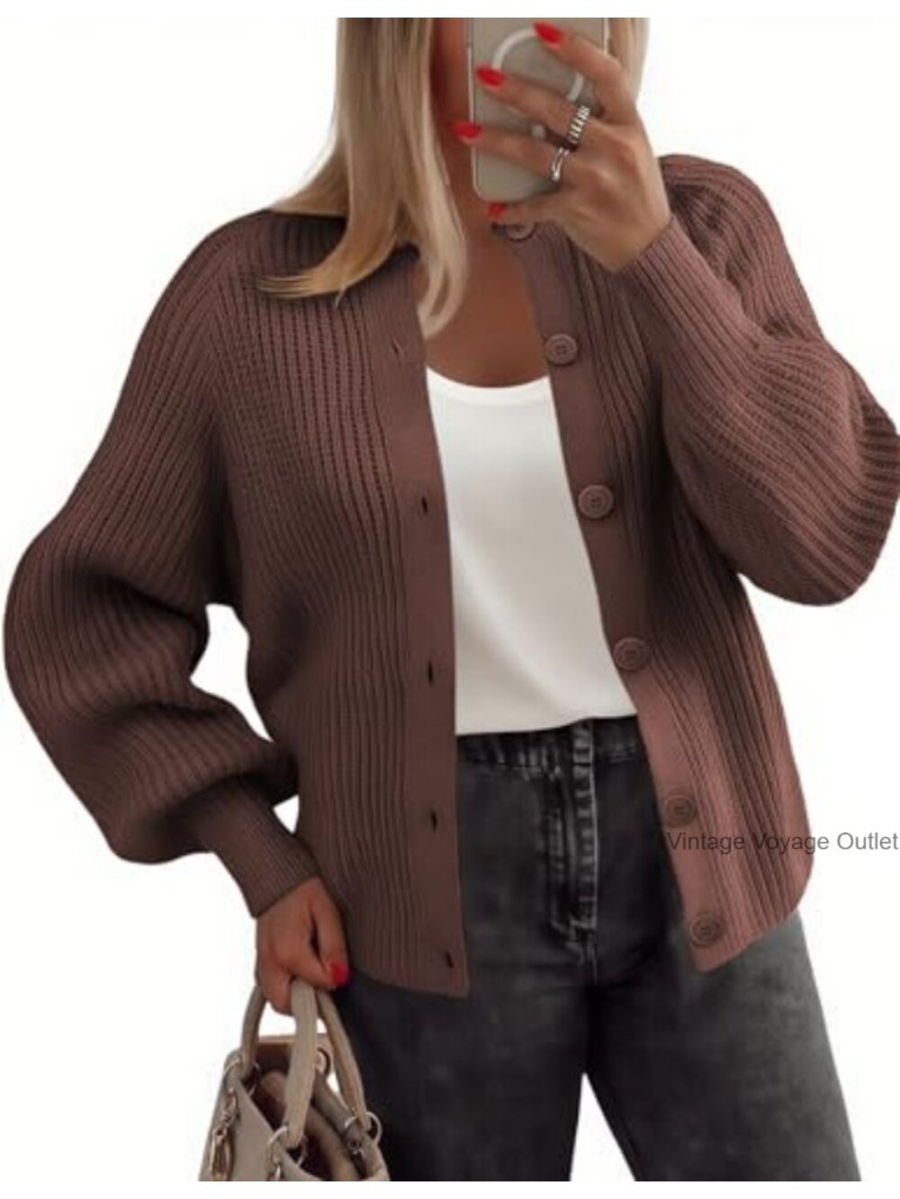 Chunky Cable Knit Button Down Cardigan Crew Neck Long Sleeve Fall Sweater